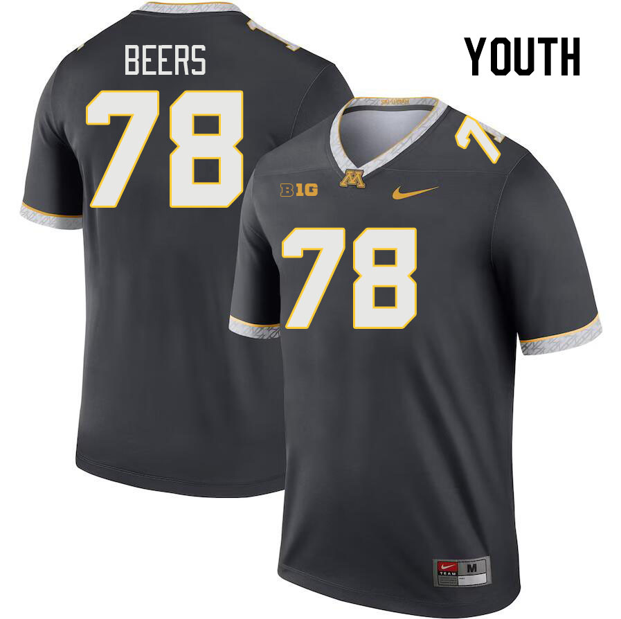 Youth #78 Ashton Beers Minnesota Golden Gophers College Football Jerseys Stitched-Charcoal